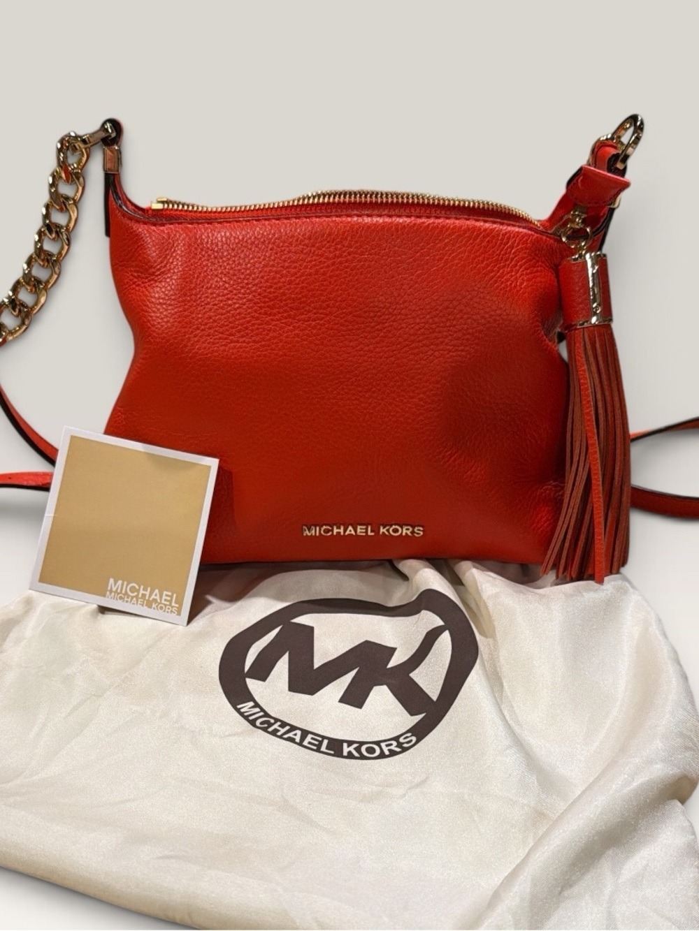 Michael Kors Tangerine Pebbled Leather Crossbody Shoulder Bag